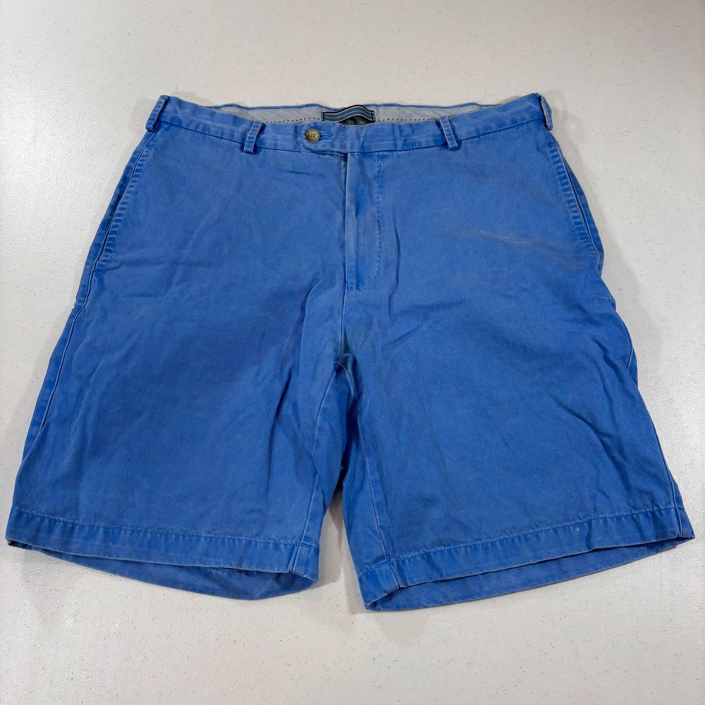 Peter Millar Mens 34 Blue Pima Cotton Flat Front Chino Shorts MC00B31 Golf Prep